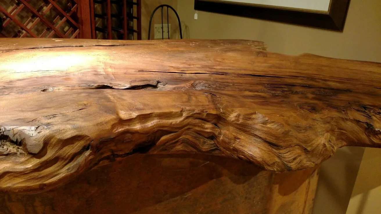 Bar, Nakashima Style Natural Thick Wood Slab, Rustic