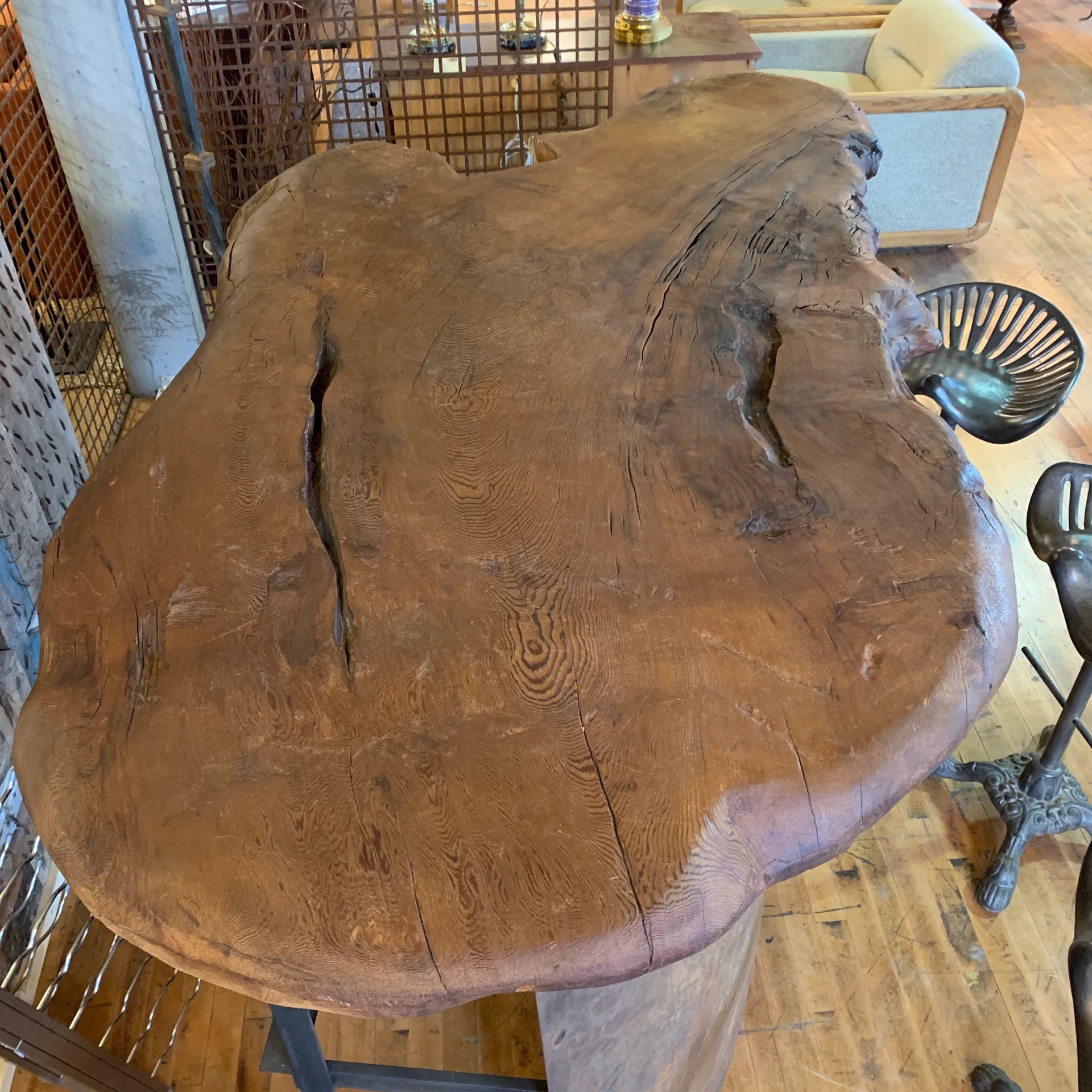 Bar, Nakashima Style Natural Thick Wood Slab, Rustic