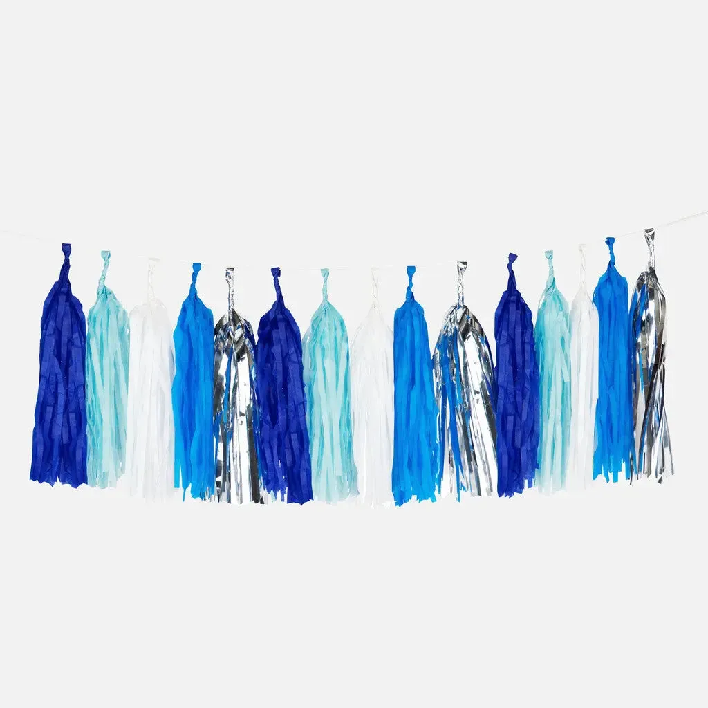 Blue - Silver Tassel Garland