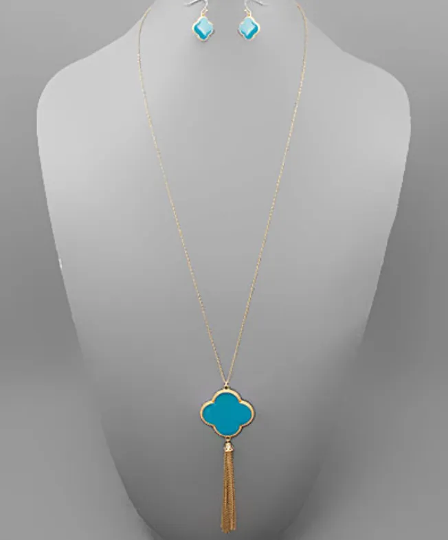 Clover Tassel Earrings & Necklace Set