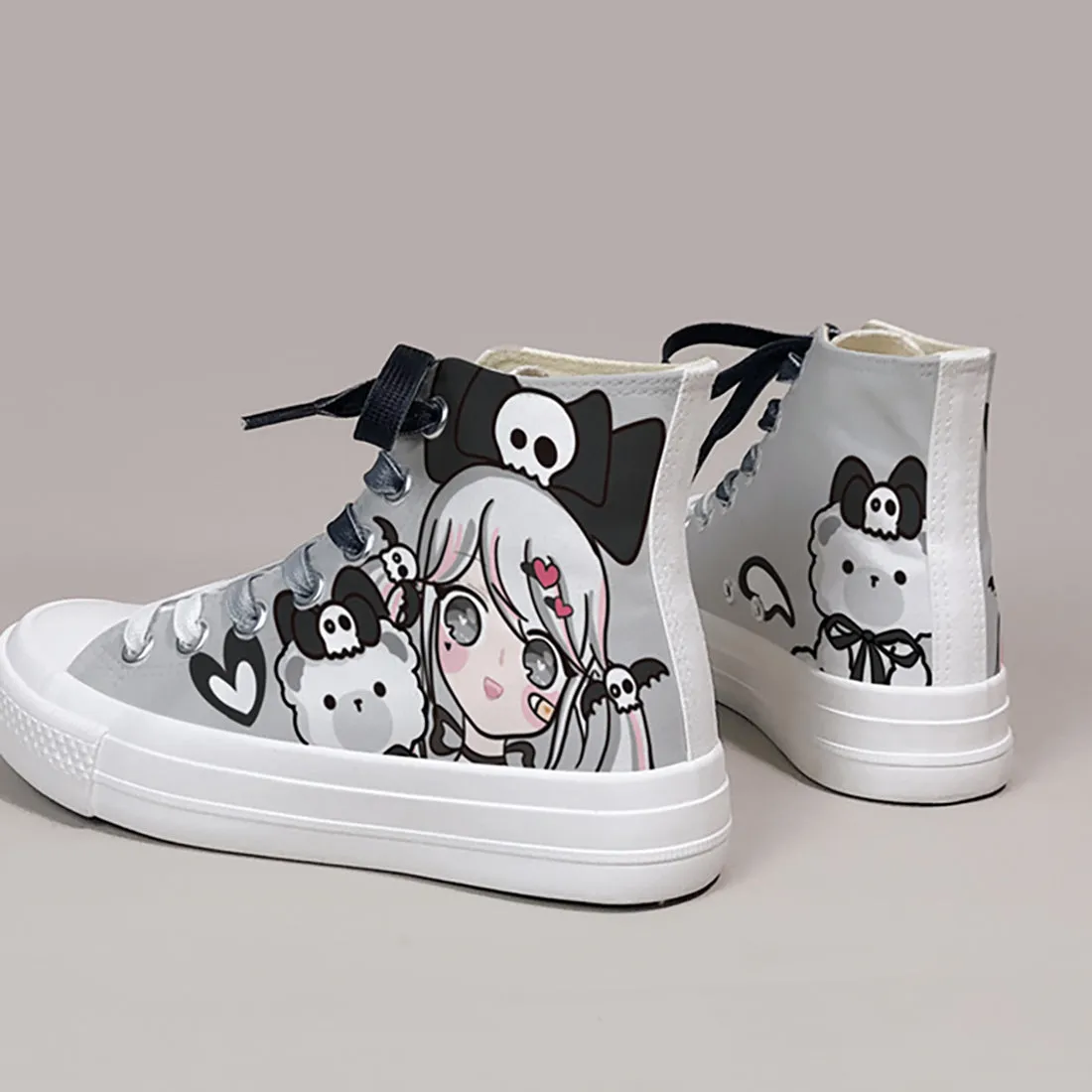 Dark Animal Girl High Top Canvas Sneaker
