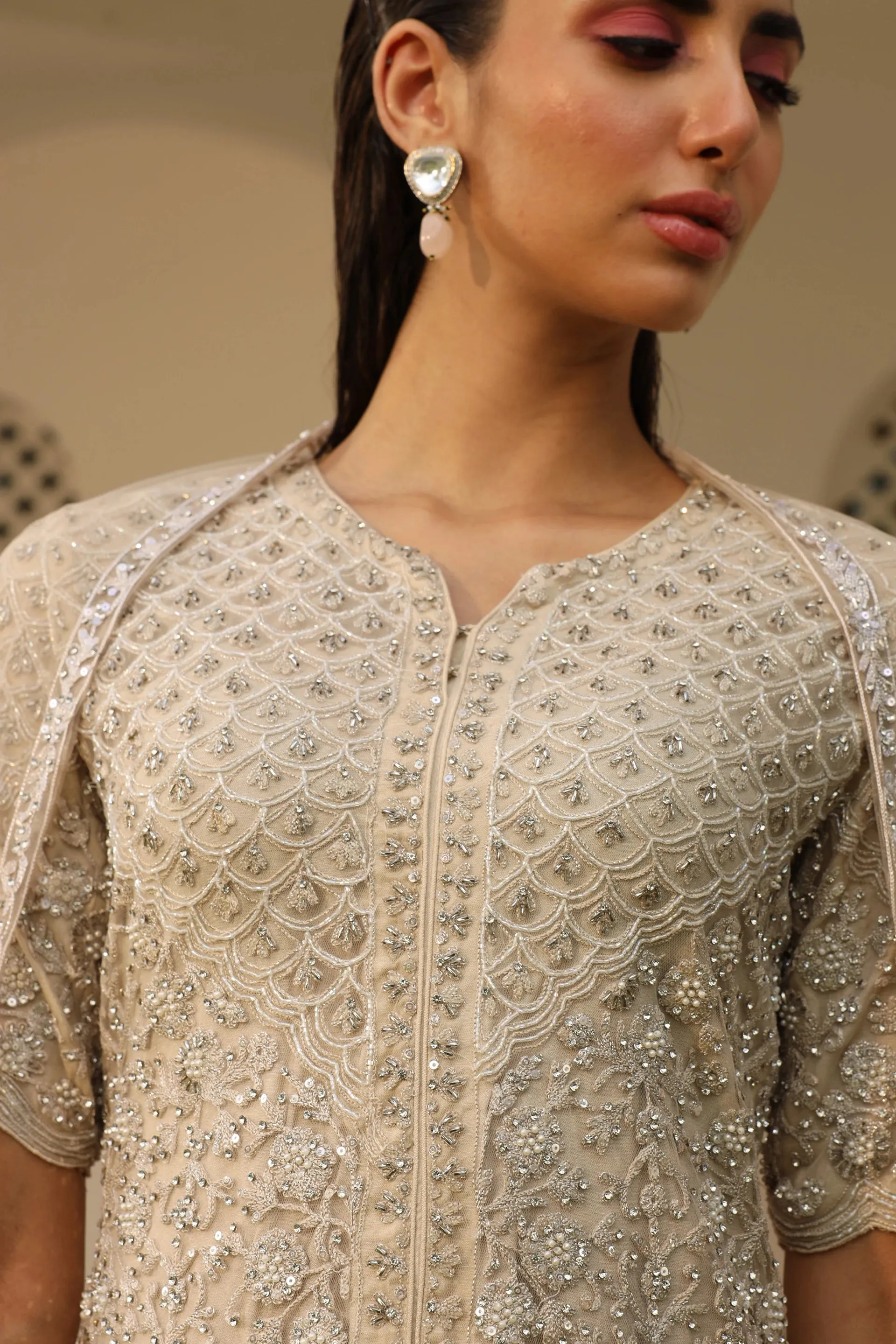 High-Low Top with Sharara & Dupatta