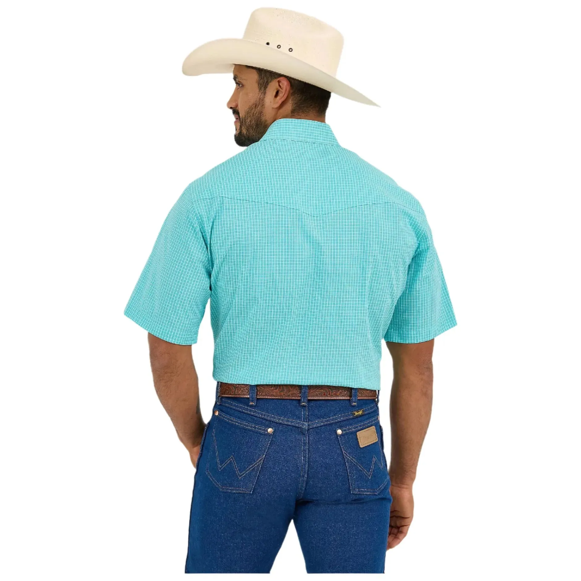 Men's Wrangler Wrinkle Resist Short Sleeve Western Snap Plaid Shirt 112365853