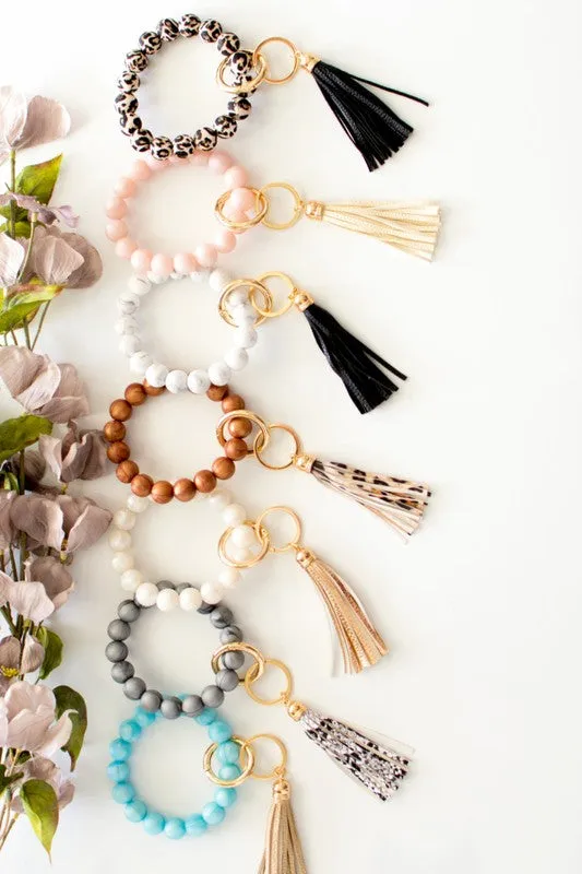 Silicone Beaded Key Ring Bracelet