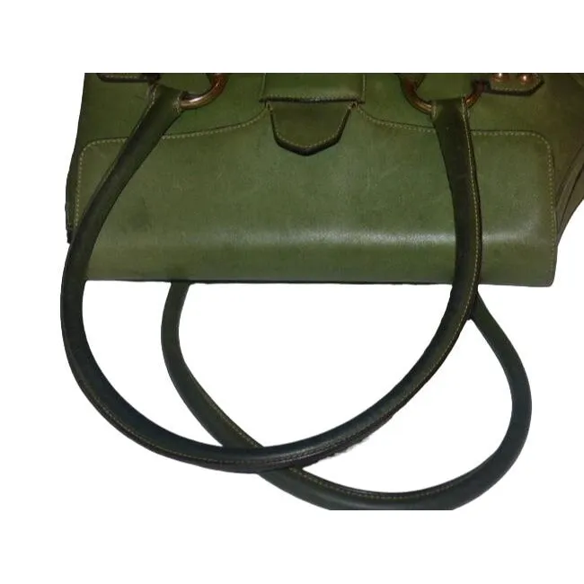 SOLD! Gucci Ivy Green Leather Horse-bit Chain Top Handle Bag