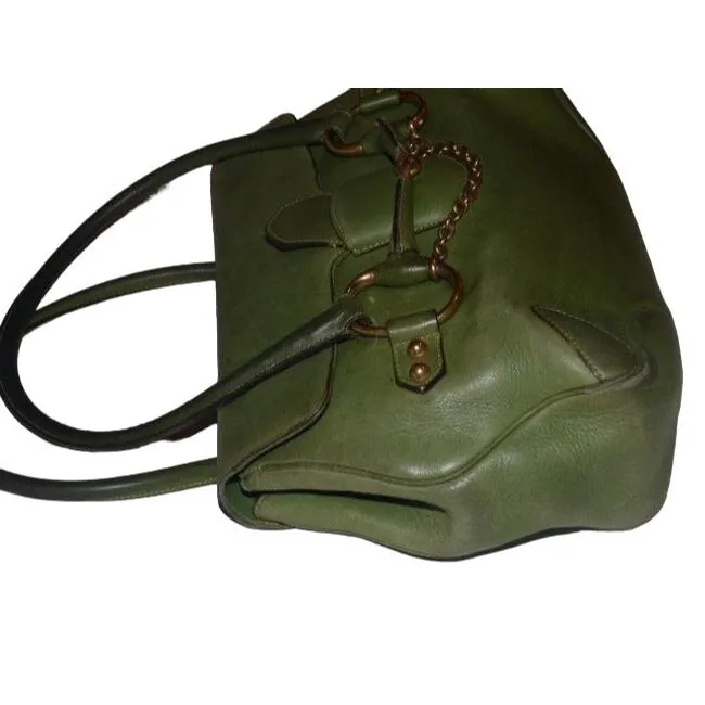 SOLD! Gucci Ivy Green Leather Horse-bit Chain Top Handle Bag