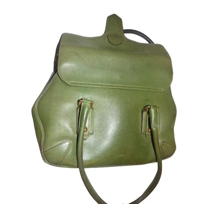 SOLD! Gucci Ivy Green Leather Horse-bit Chain Top Handle Bag